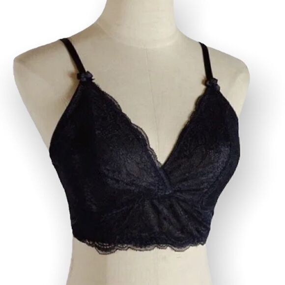 LAURA ASHLEY BLACK LACE BRALETTE SIZE LARGE - Picture 10 of 10